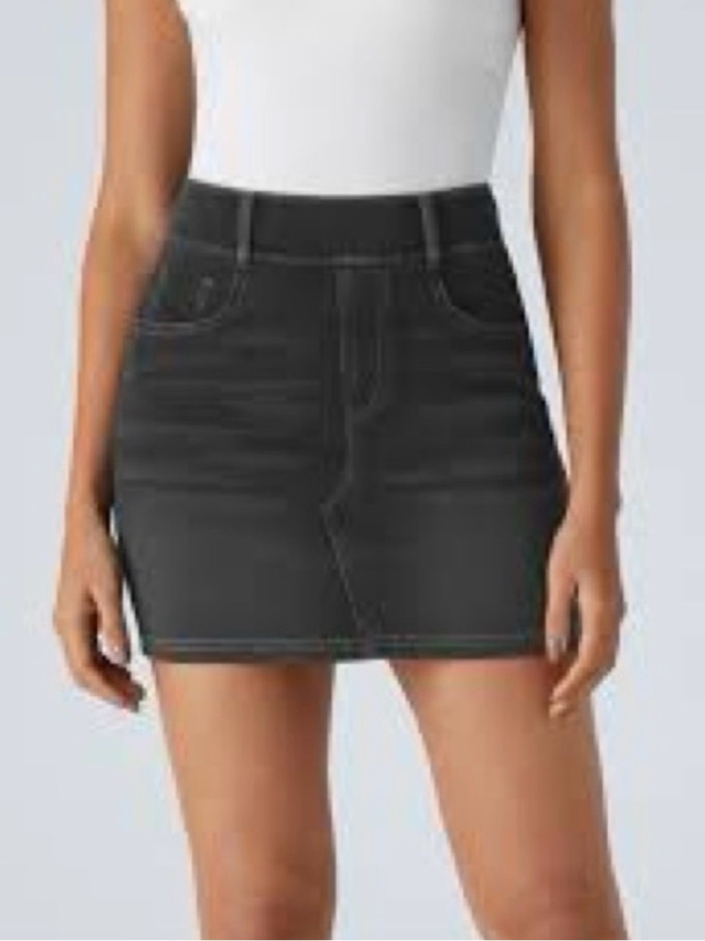 HALARA Charcoal Black High-Rise Denim Mini Skirt